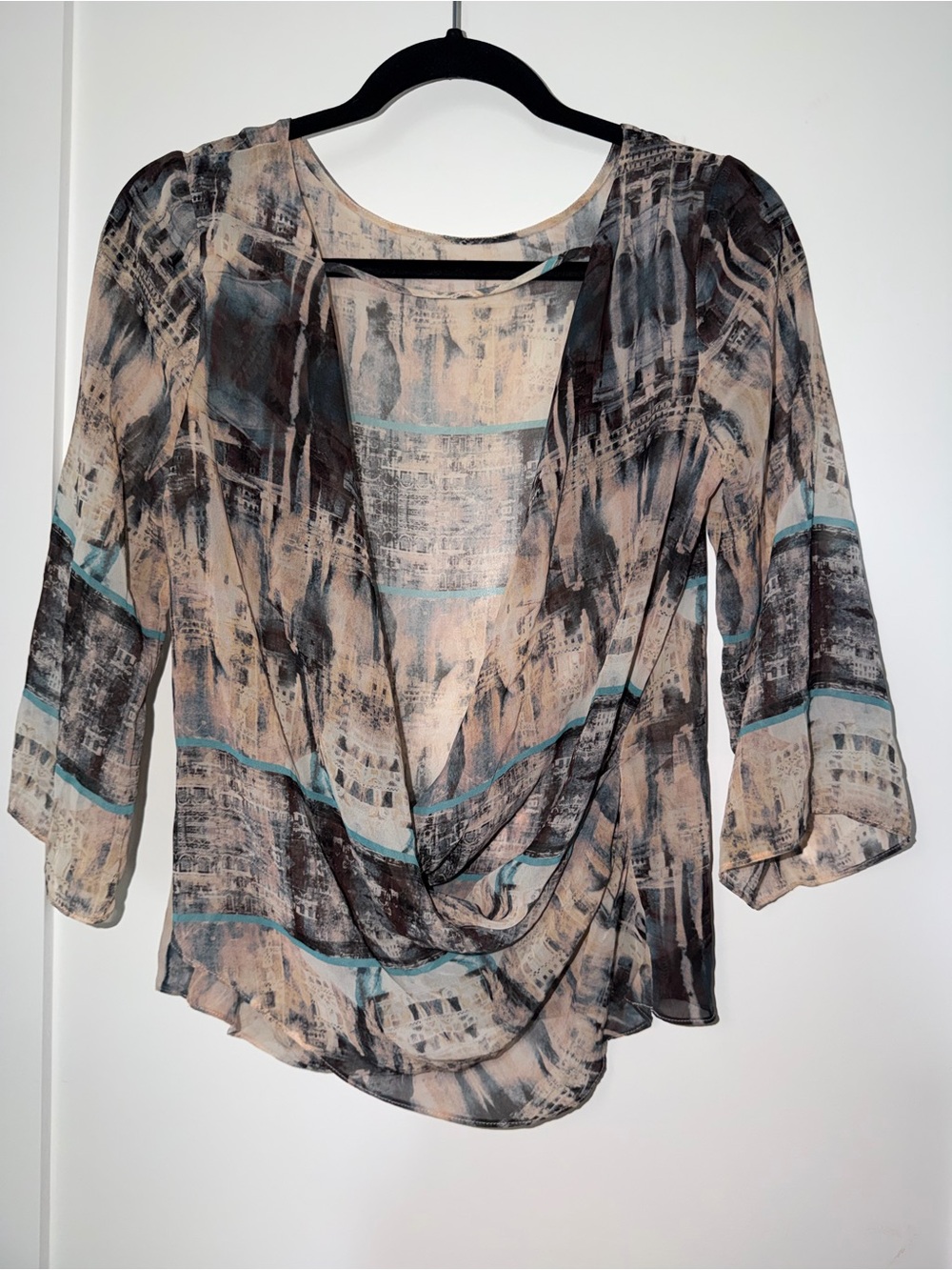 Forever 21 Contemporary Collection Draped Sheer Blouse with open back size XS